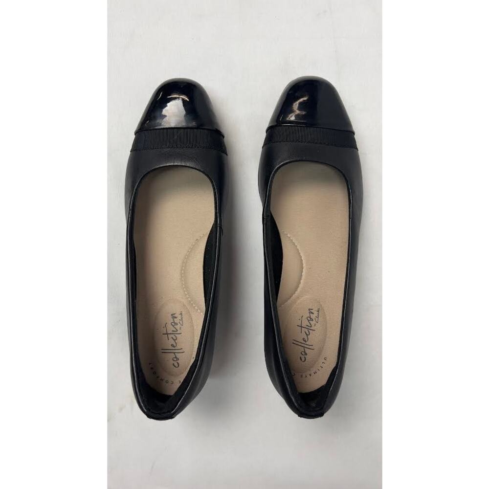Clarks womens Juliet Monte Pump, Black Leather 7.5 Wide US